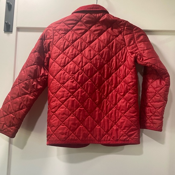 United Colors Of Benetton Red Quilted Kids Puffer Jacket corduroy details sz 7/8 - Picture 5 of 13